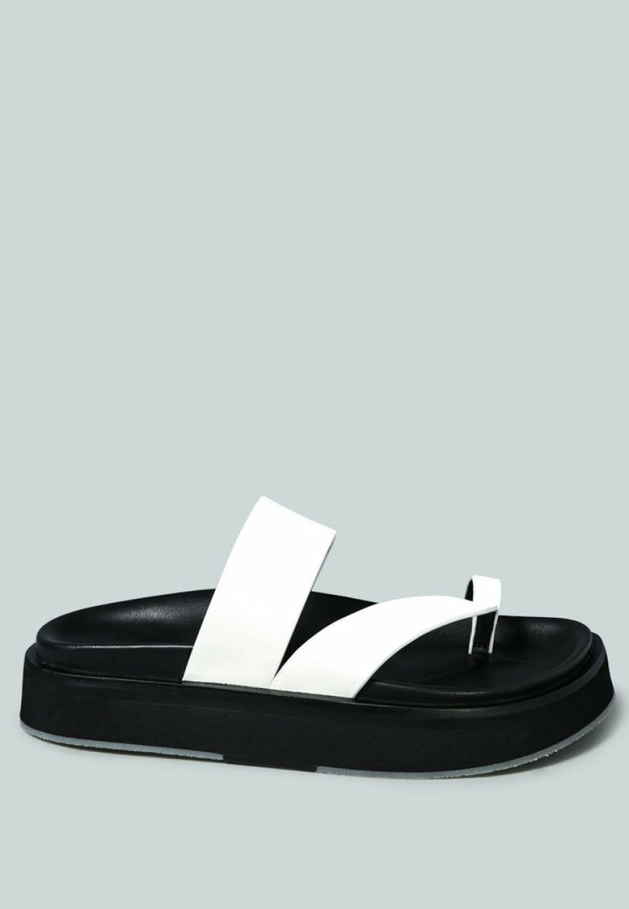 Ss'22 * | Rag & Co X Bullock Slip-On Leather Sandal In Flats White