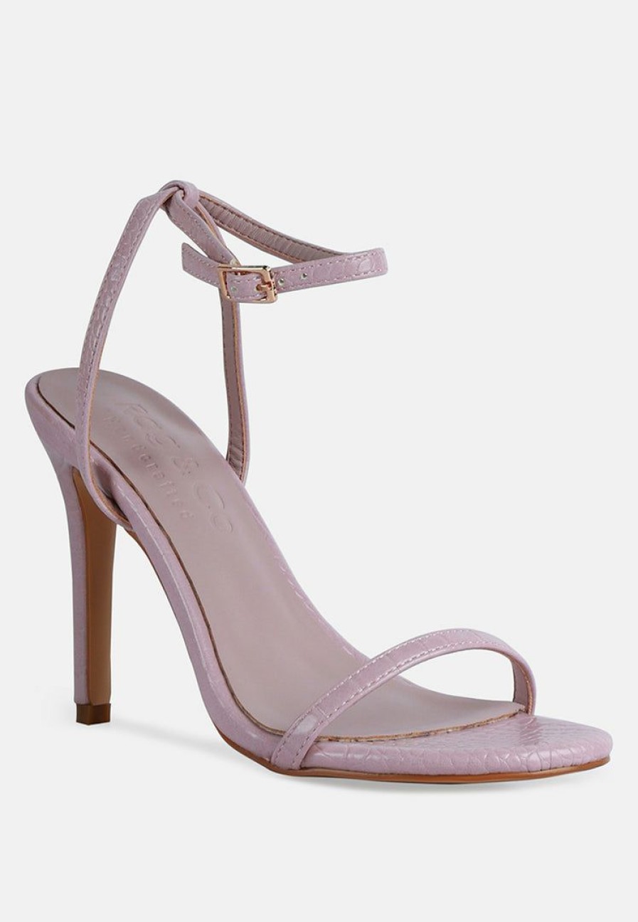 Sandals * | Rag & Co Sandals Blondes Croc High Heeled Sandal Pink