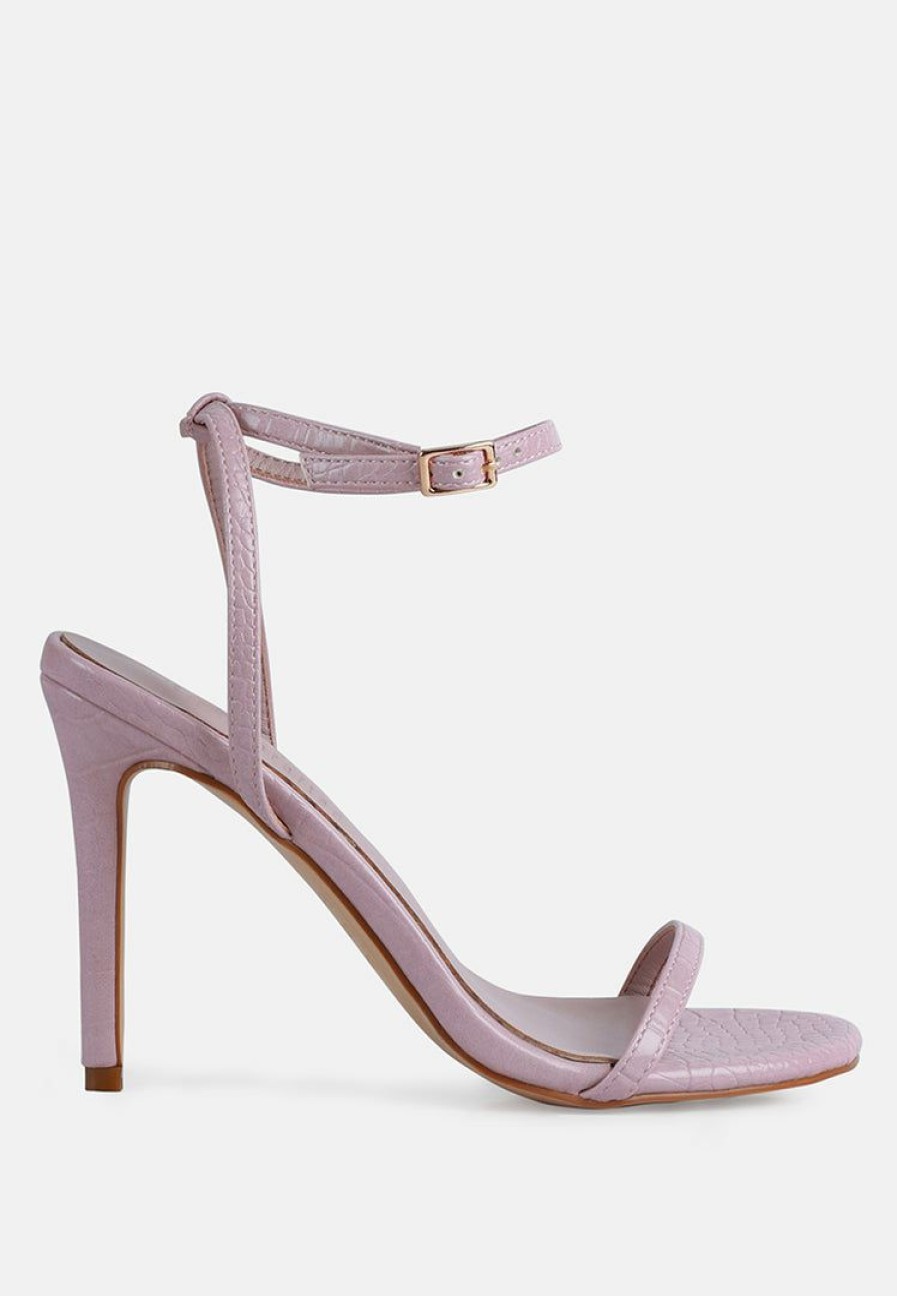 Sandals * | Rag & Co Sandals Blondes Croc High Heeled Sandal Pink