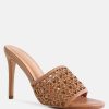 Sandals * | Rag & Co Tease Woven Heeled Slides Sandals Mocca