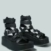 Ss'22 * | Rag & Co X Cruz Gladiator Platform Leather Sandal In Sandals Black