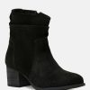 Boots * | Rag & Co Bowie Stacked Heel Leather Boots Black