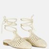 Flats * | Rag & Co Bartsi Handwoven Cotton Tie Up Mule Flats Off White