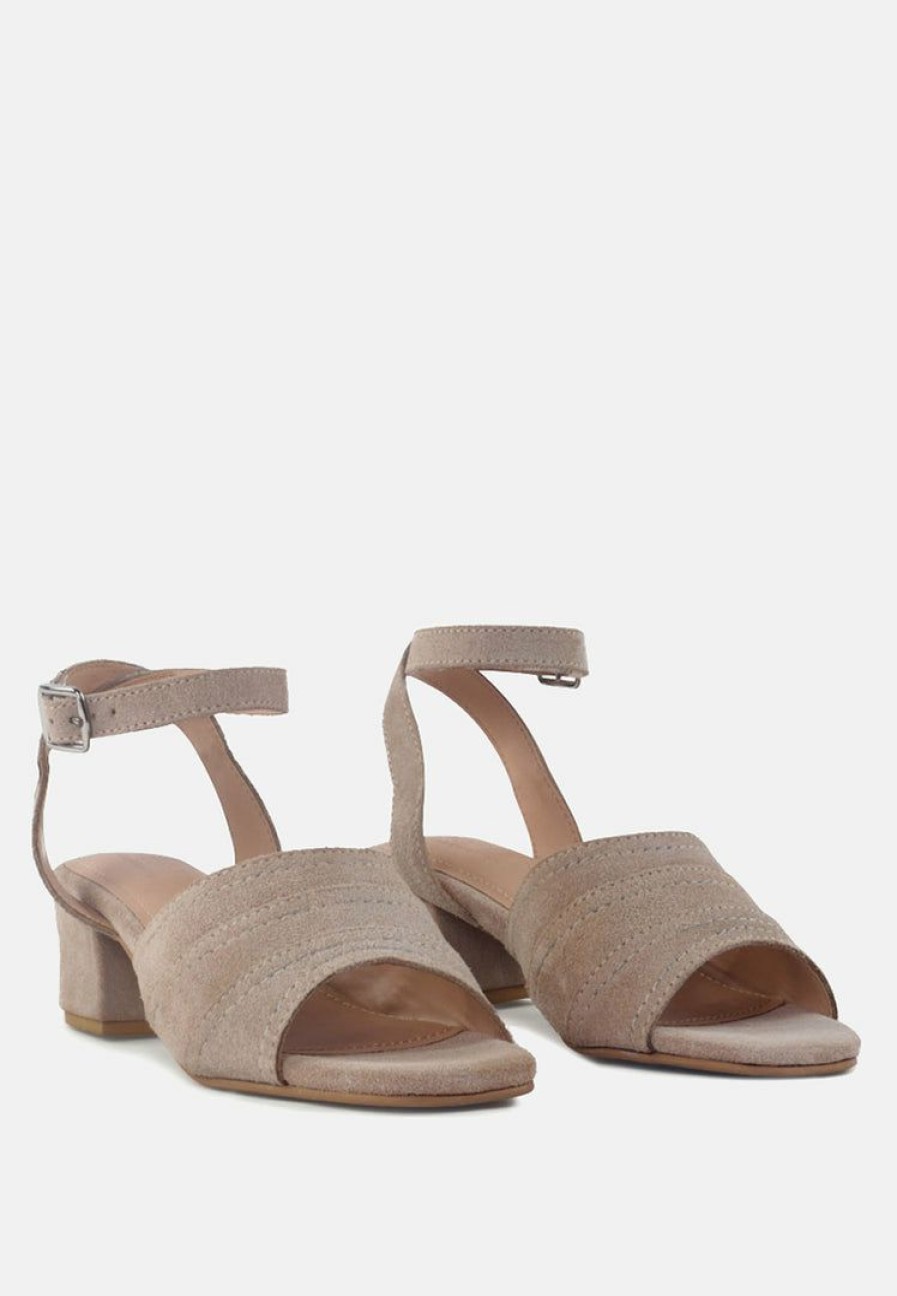 Ss'22 * | Rag & Co Sigrid Fine Suede Block Heeled Sandal In Nude