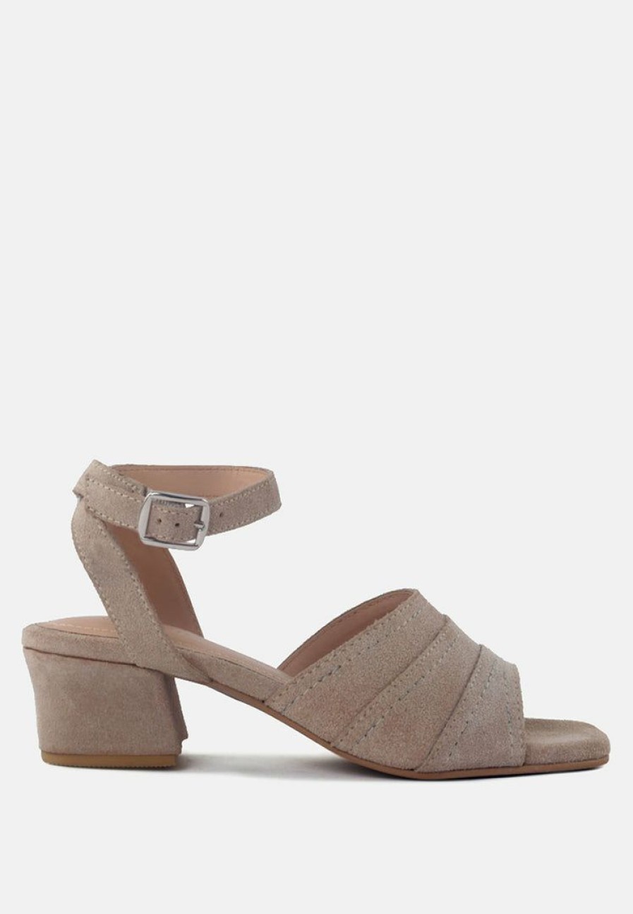 Ss'22 * | Rag & Co Sigrid Fine Suede Block Heeled Sandal In Nude