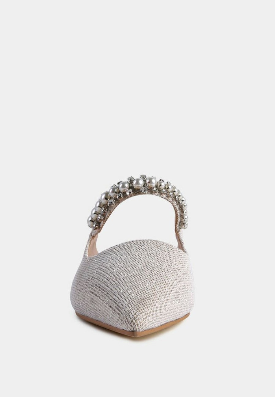 Mules * | Rag & Co Geode Mary Jane Cutout Embellished Mules In Beige