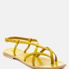 Ss'22 * | Rag & Co Rita Strappy Flat Leather Sandals Flats Yellow