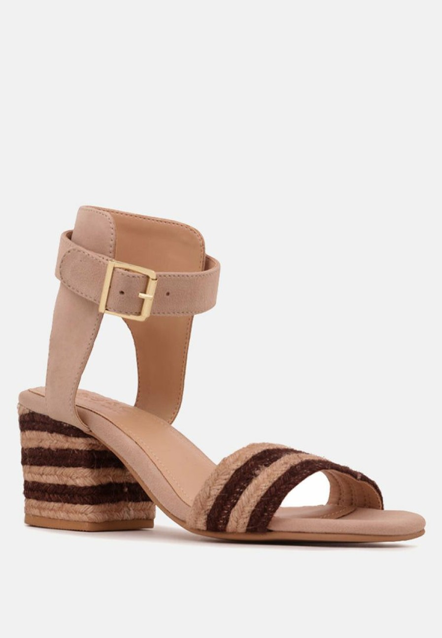 Ss'22 * | Rag & Co Rayna Brown Braided Jute Strap And Suede Sandal Sandals Natural Brown