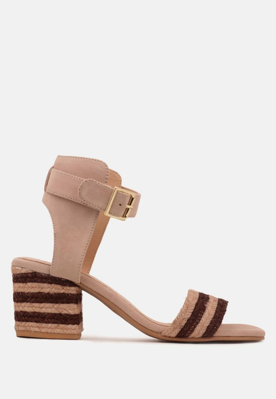 Ss'22 * | Rag & Co Rayna Brown Braided Jute Strap And Suede Sandal Sandals Natural Brown