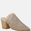 Ss'22 * | Rag & Co Sia Stacked Heel Laser-Cut Mules In Nude