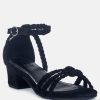 Sandals * | Rag & Co Sandals Nicola Braided Leather Block Heel Sandal Black