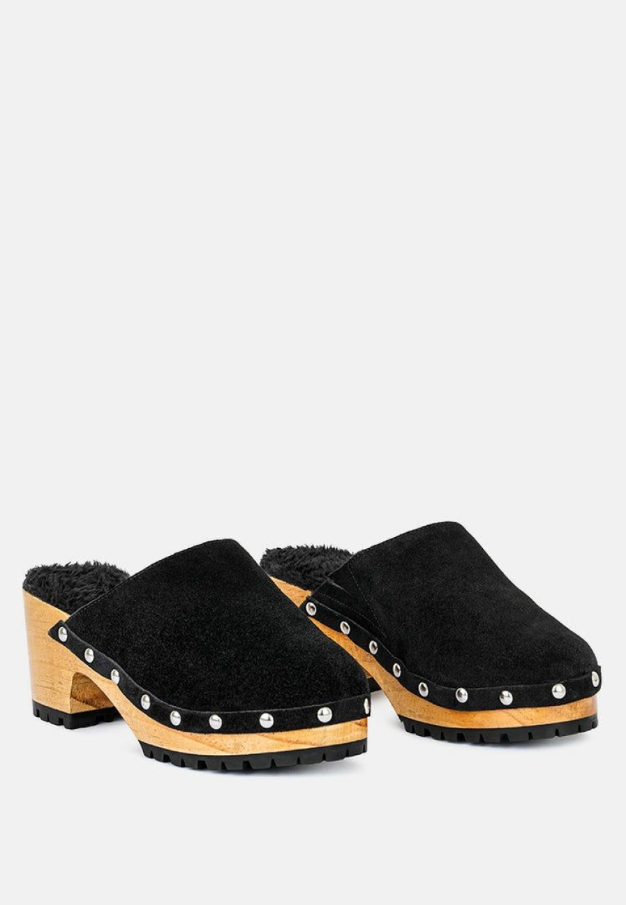 Ss'22 * | Rag & Co Clogs Tulley Suede Clog Mules In Black