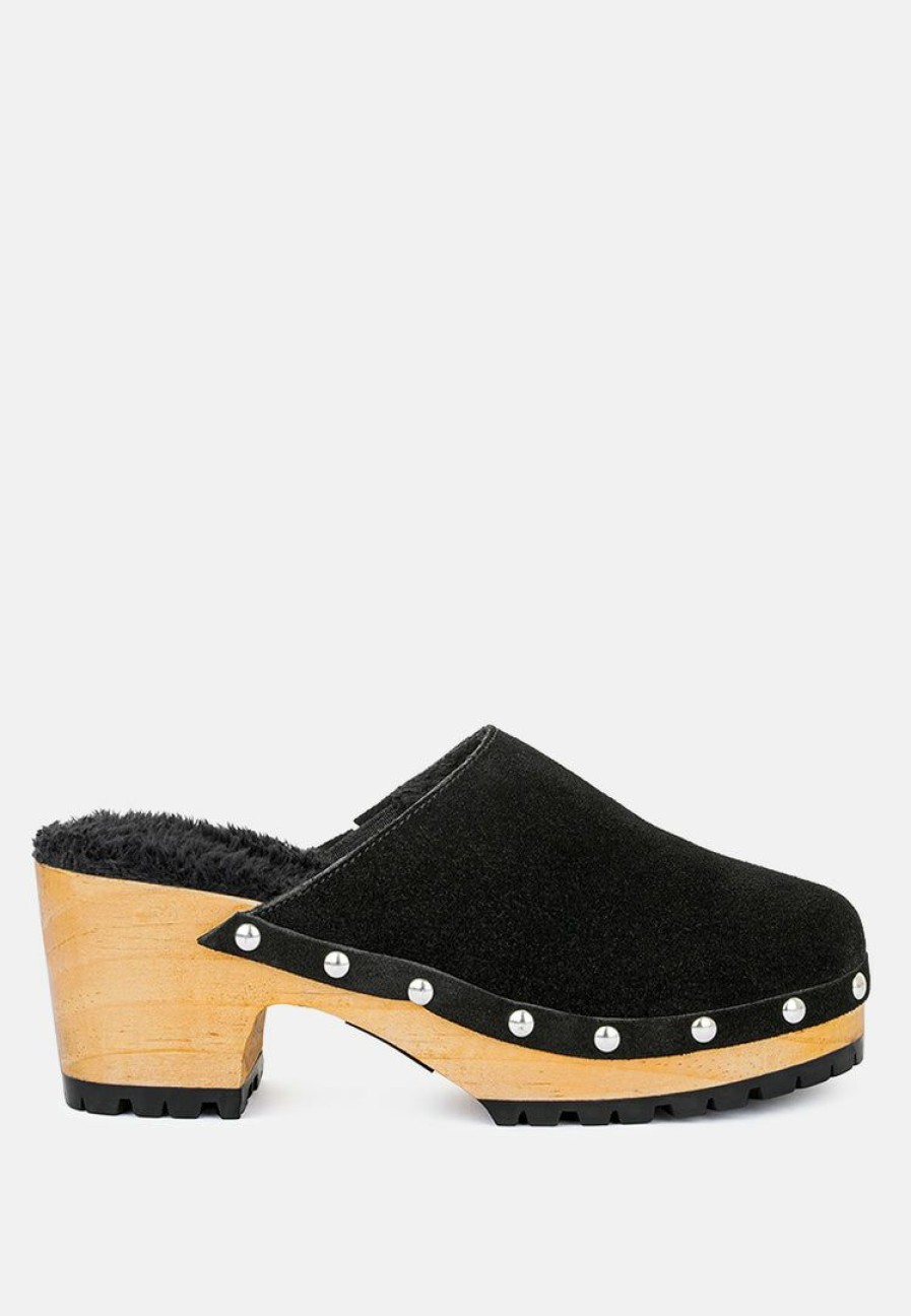 Ss'22 * | Rag & Co Clogs Tulley Suede Clog Mules In Black