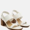 Ss'22 * | Rag & Co Gertude Slingback Block Heel Leather Sandal In White