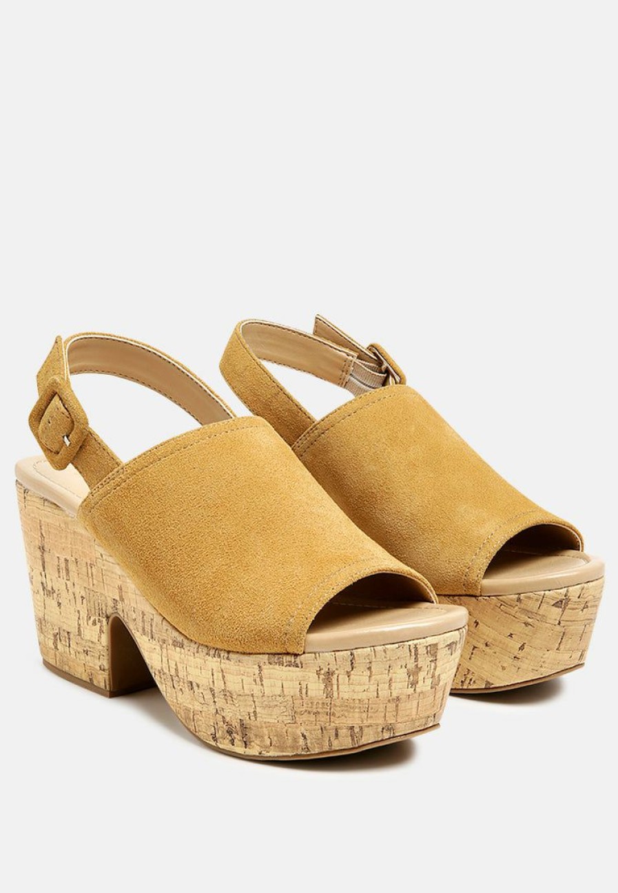 Ss'22 * | Rag & Co Vendela Leather Slingback Platform Sandal In Tan