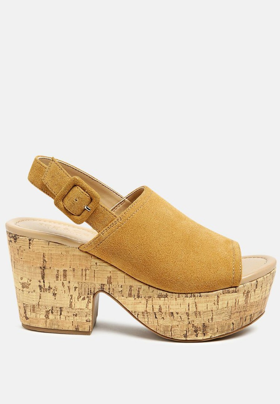 Ss'22 * | Rag & Co Vendela Leather Slingback Platform Sandal In Tan