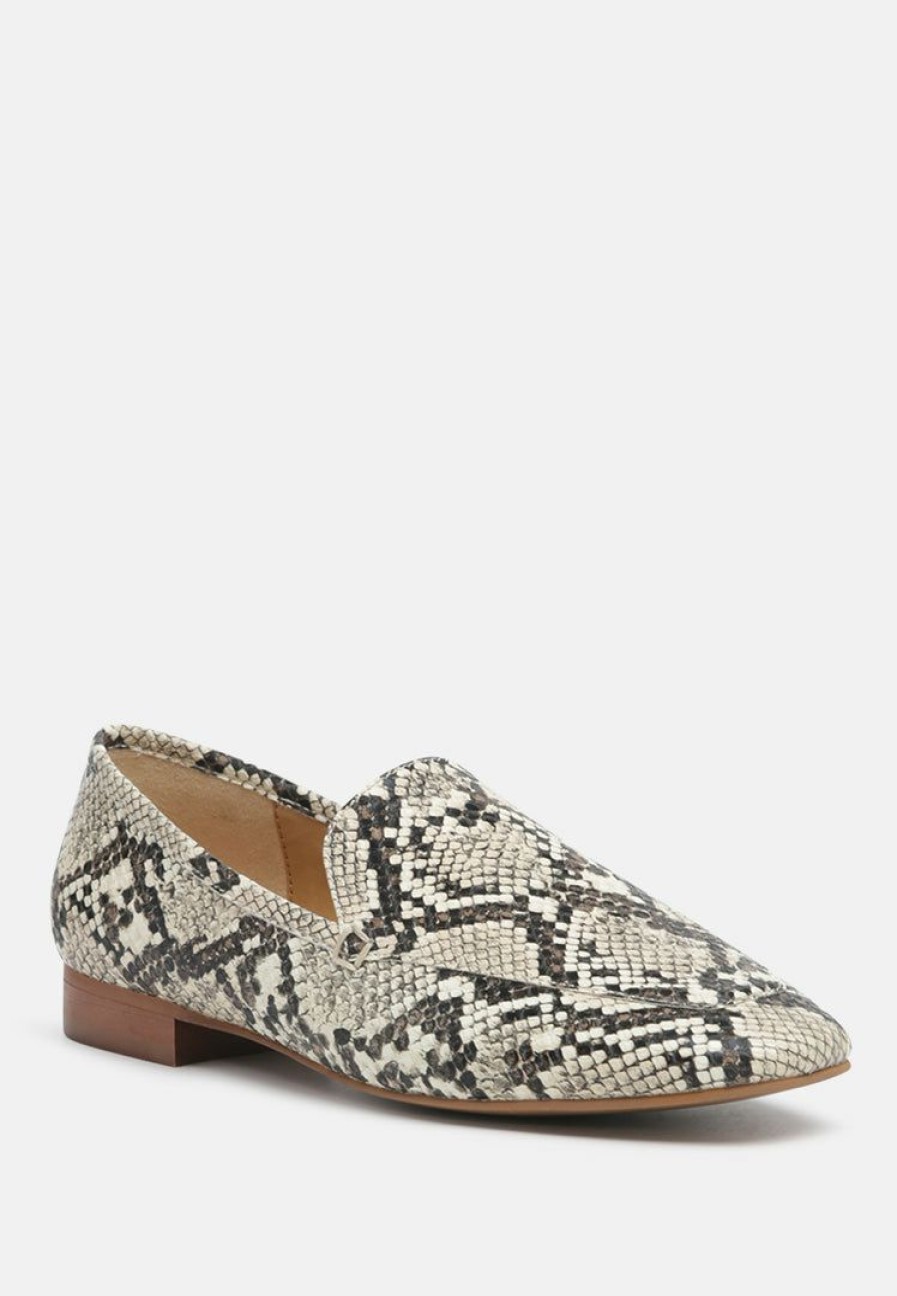 Ss'22 * | Rag & Co Loafers & Ballerinas Julia Snake Skin Textured Loafers Snake Print