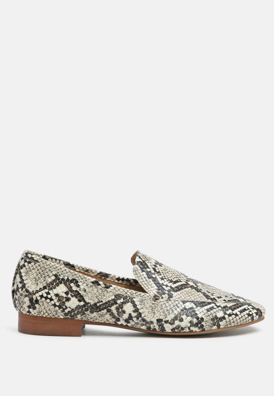 Ss'22 * | Rag & Co Loafers & Ballerinas Julia Snake Skin Textured Loafers Snake Print