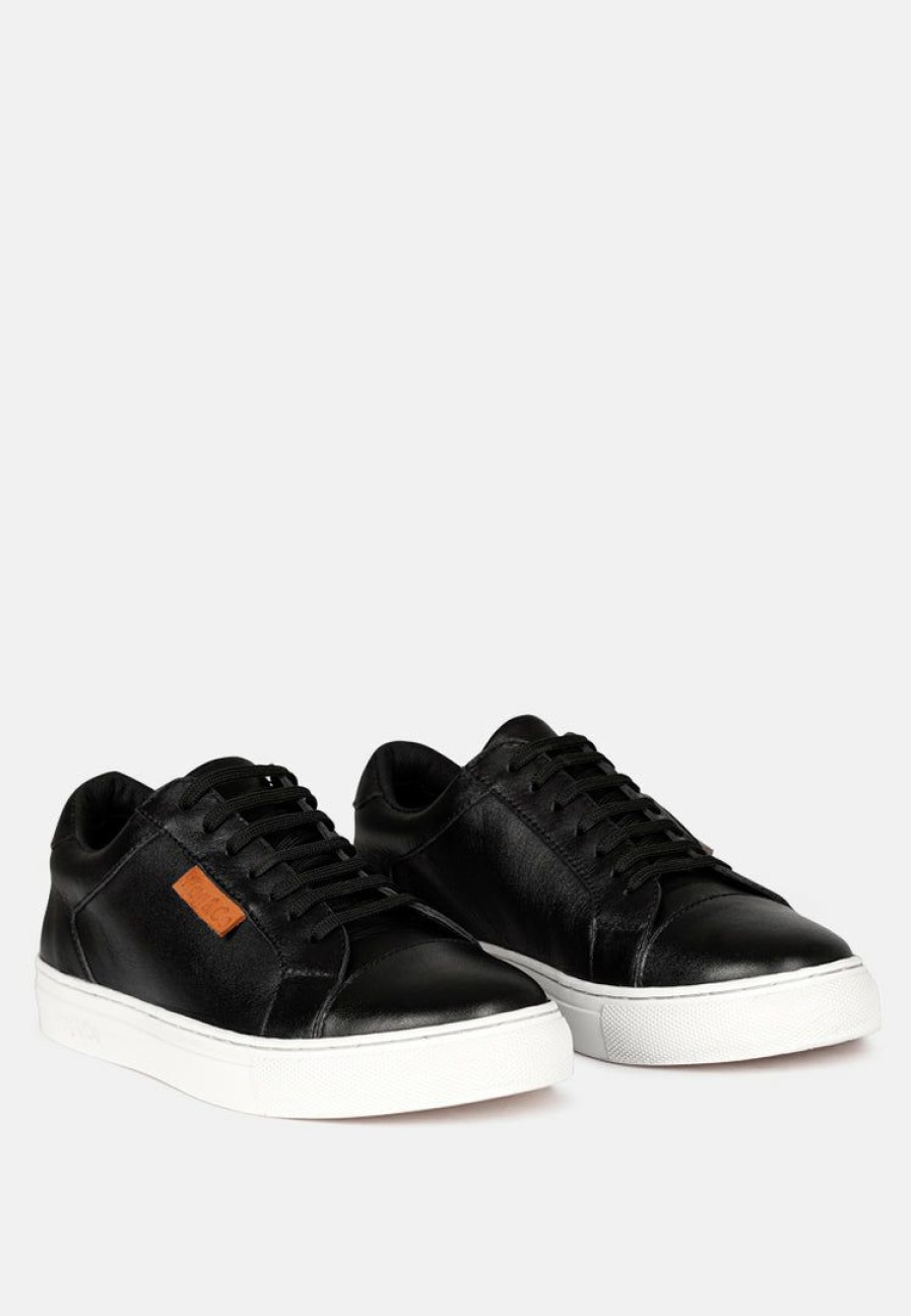 Ss'22 * | Rag & Co Ashford Fine Leather Handcrafted Sneakers Black