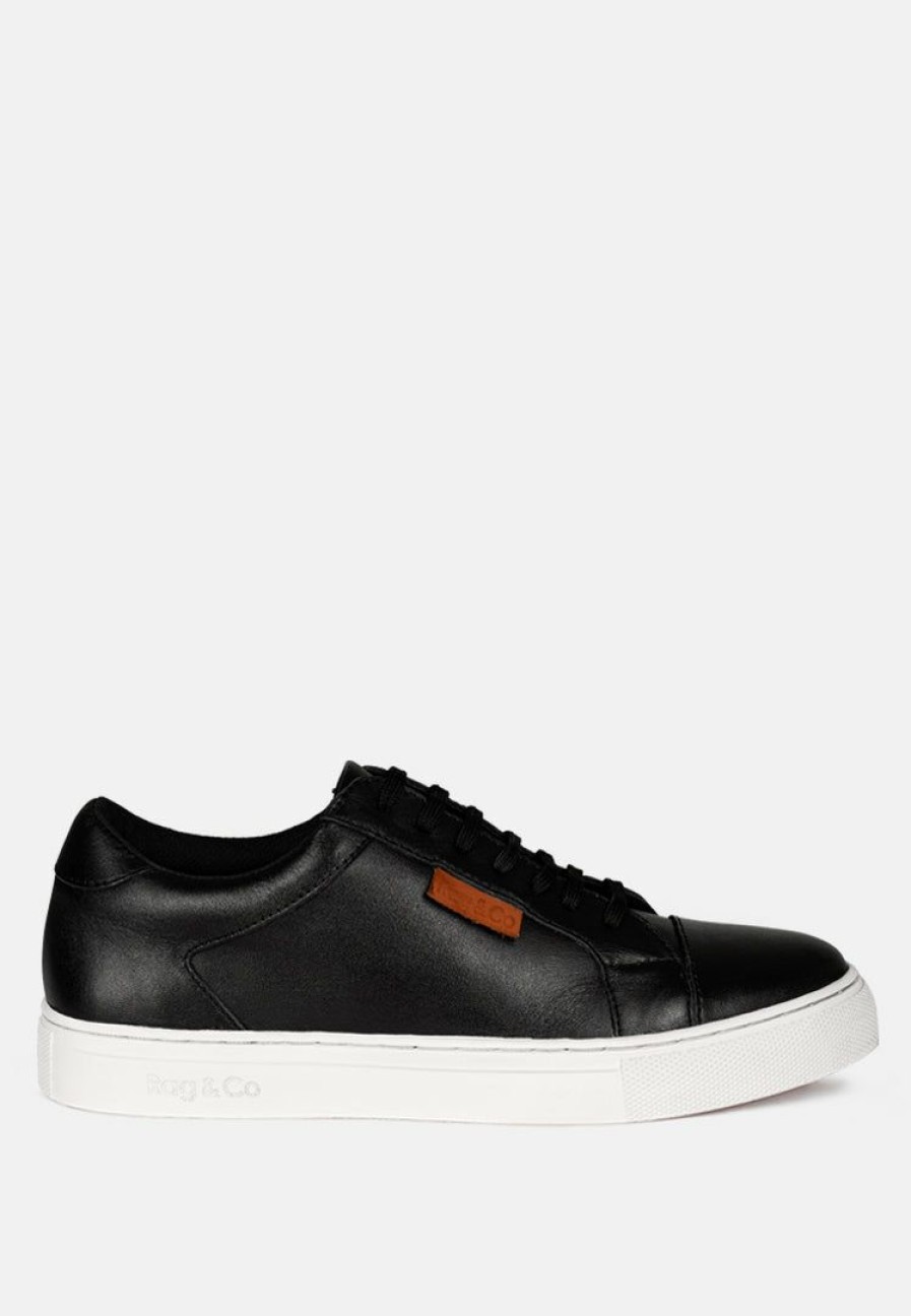 Ss'22 * | Rag & Co Ashford Fine Leather Handcrafted Sneakers Black