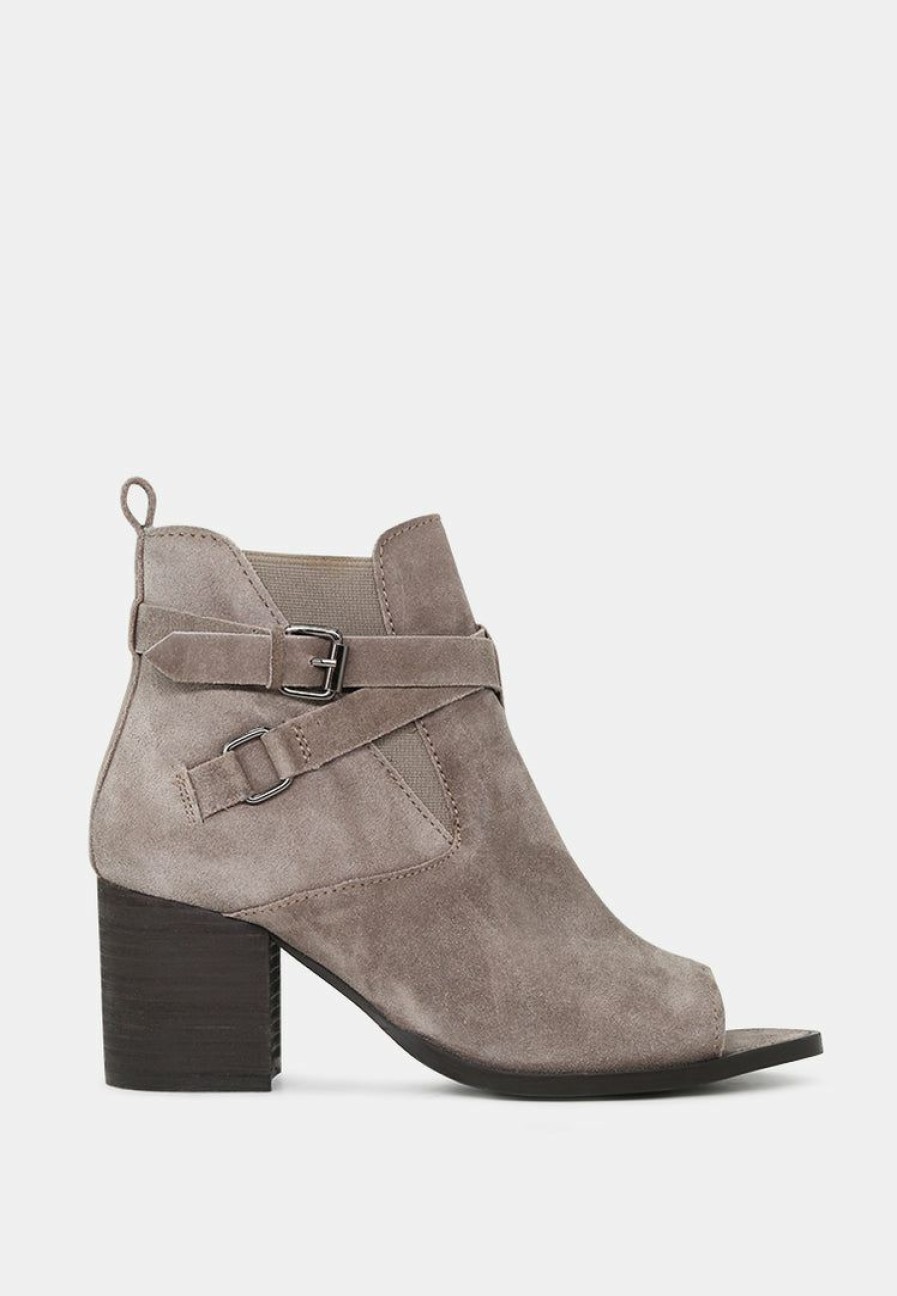 Boots * | Rag & Co Bria Peep Toe Ankle Boots Taupe