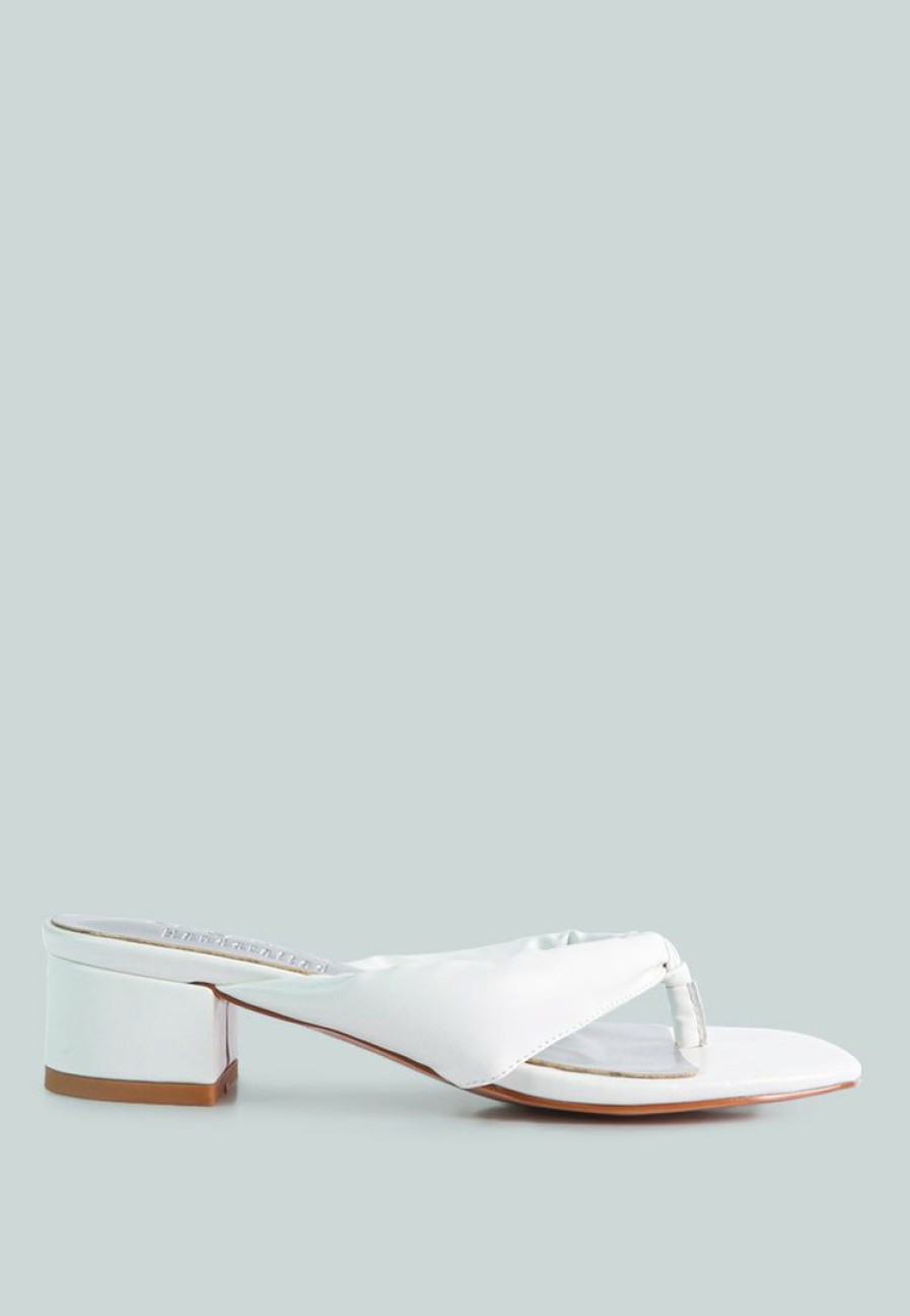 Sandals * | Rag & Co Memestar Low Heel Thong Sandals White