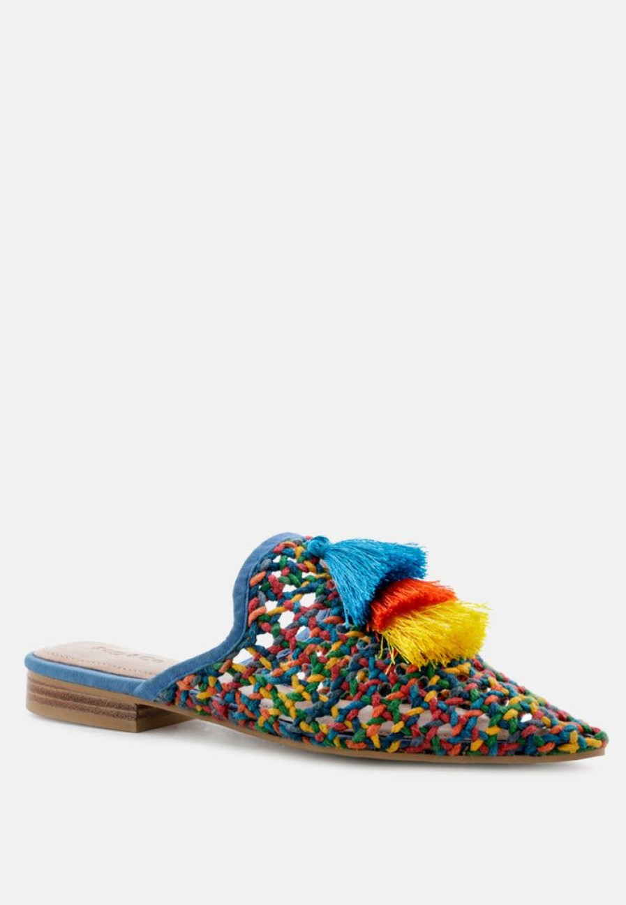 Flats * | Rag & Co Zooey Colorful Woven Flat Mules Flats Multi