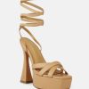 Sandals * | Rag & Co Sandals Splitsoul Lace Up High Platform Sandal Nude