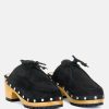 Ss'22 * | Rag & Co Iroko Suede Tie Detail Stud Clogs Black