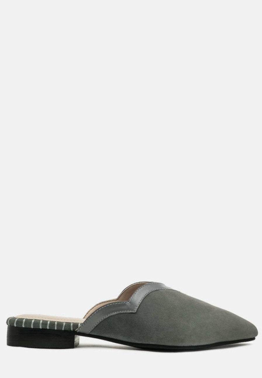 Ss'22 * | Rag & Co Flats Orla Classic Suede Walking Mules Grey