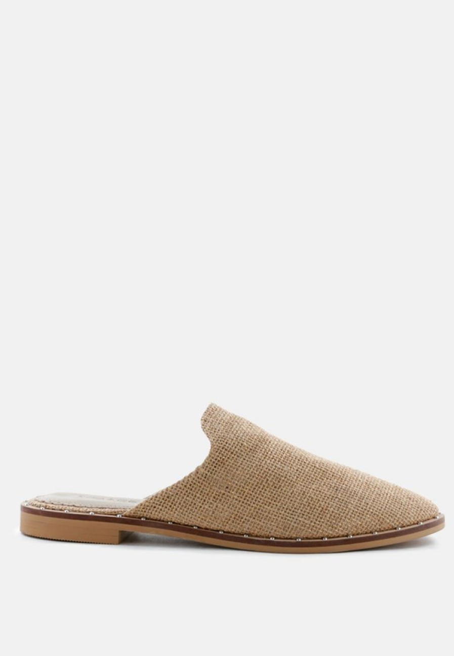 Ss'22 * | Rag & Co Flats Lia Handcrafted Canvas Mules Camel