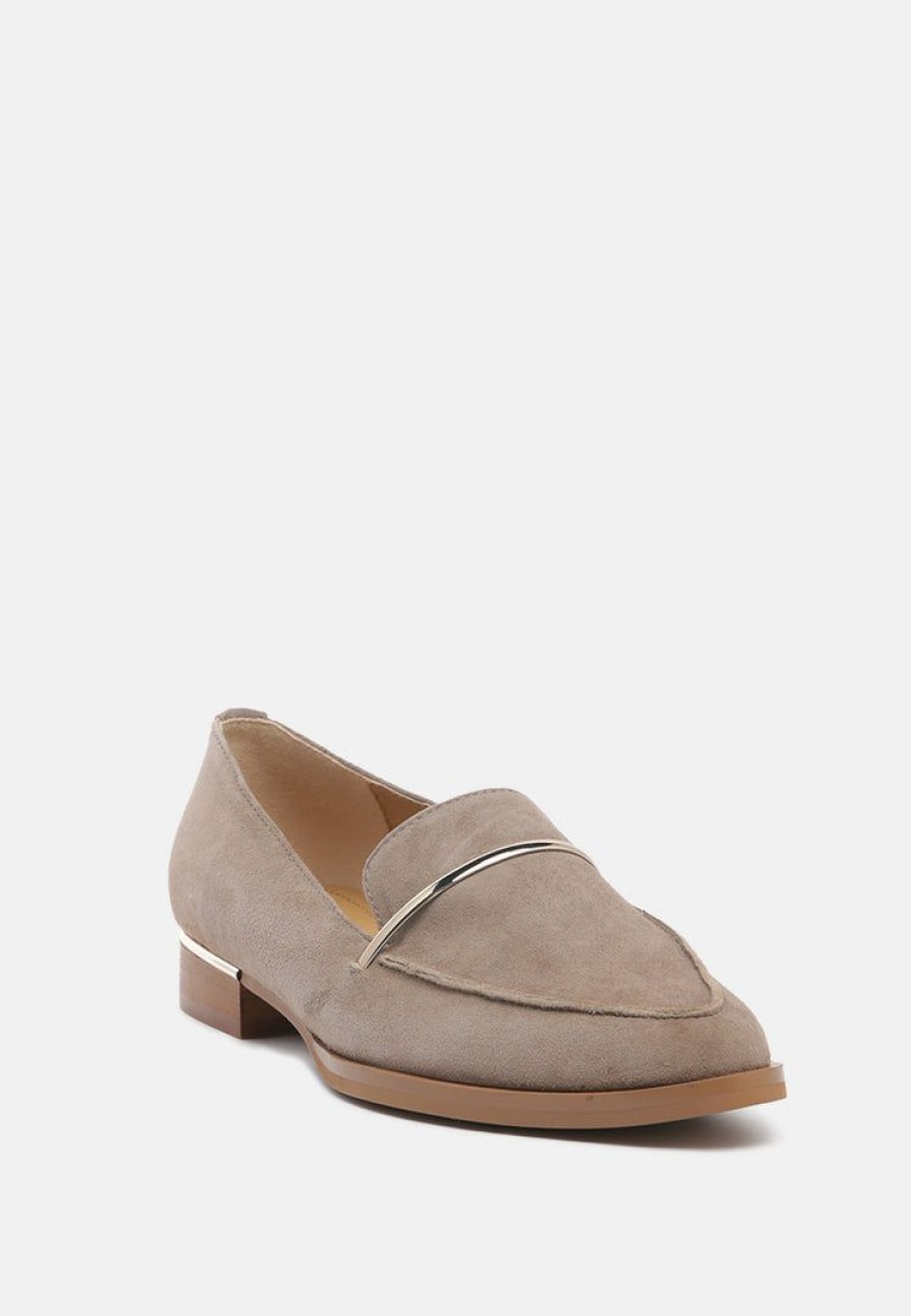 Loafers & Ballerinas * | Rag & Co Paulina Suede Slip-On Loafers Loafers & Ballerinas Taupe