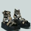 Ss'22 * | Rag & Co X Cruz Gladiator Platform Leather Sandal In Sandals Snake Print