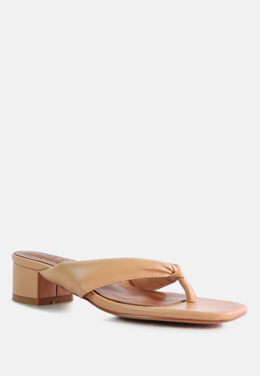 Sandals * | Rag & Co Memestar Low Heel Thong Sandals Latte