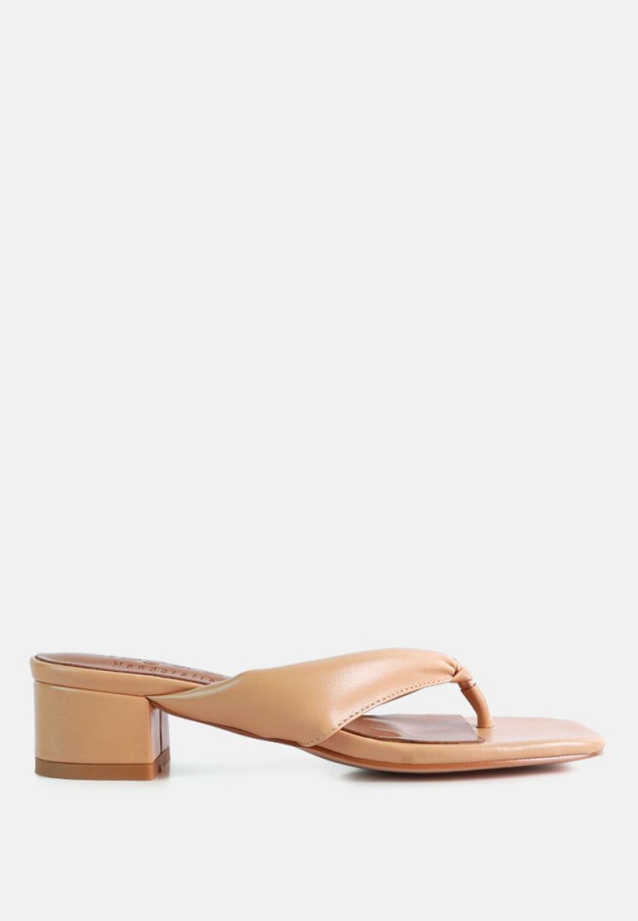 Sandals * | Rag & Co Memestar Low Heel Thong Sandals Latte