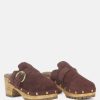 Ss'22 * | Rag & Co Prunus Buckled Suede Round Toe Mule Clogs Brown