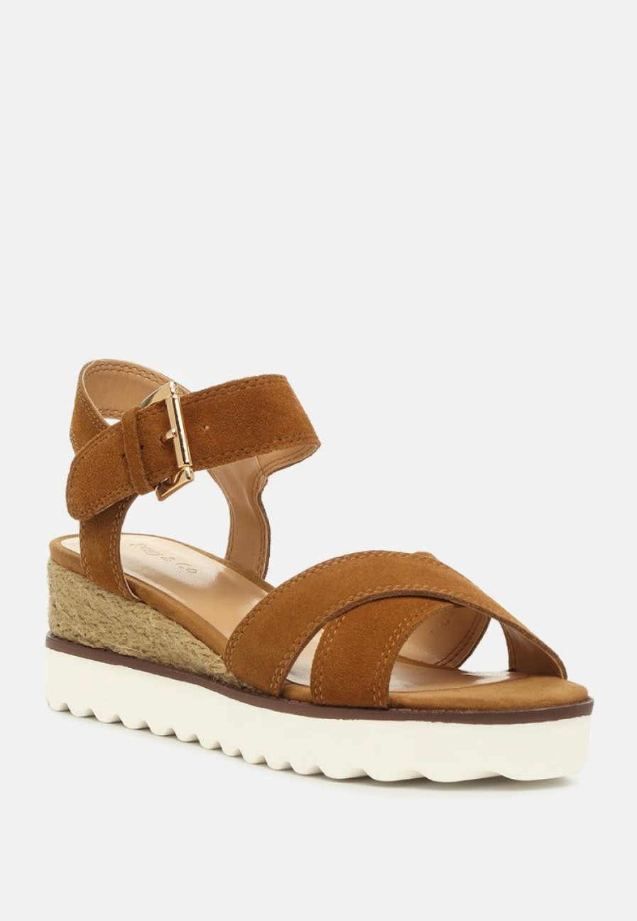 Ss'22 * | Rag & Co Casa Wedge Sandals Tan