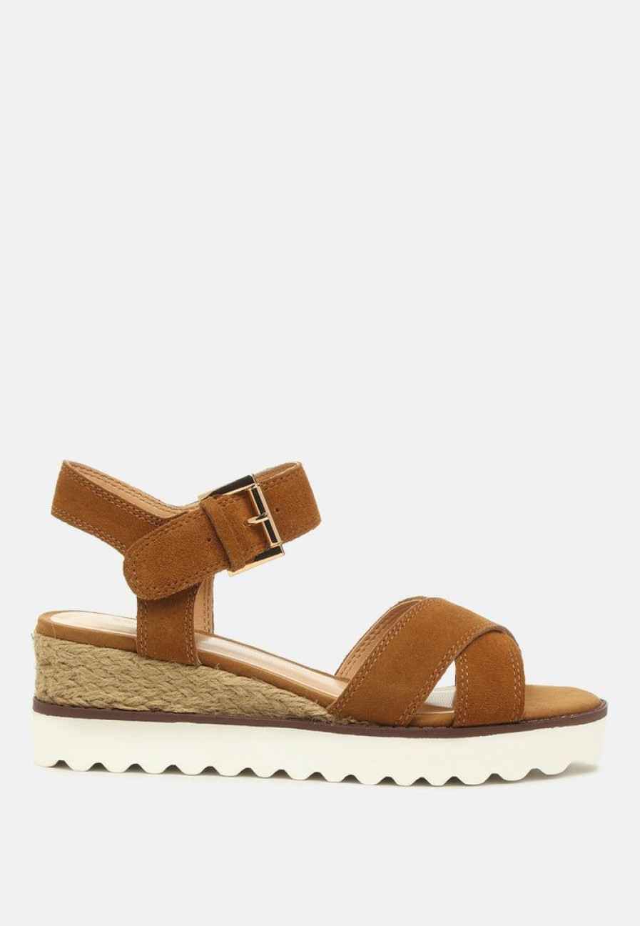 Ss'22 * | Rag & Co Casa Wedge Sandals Tan