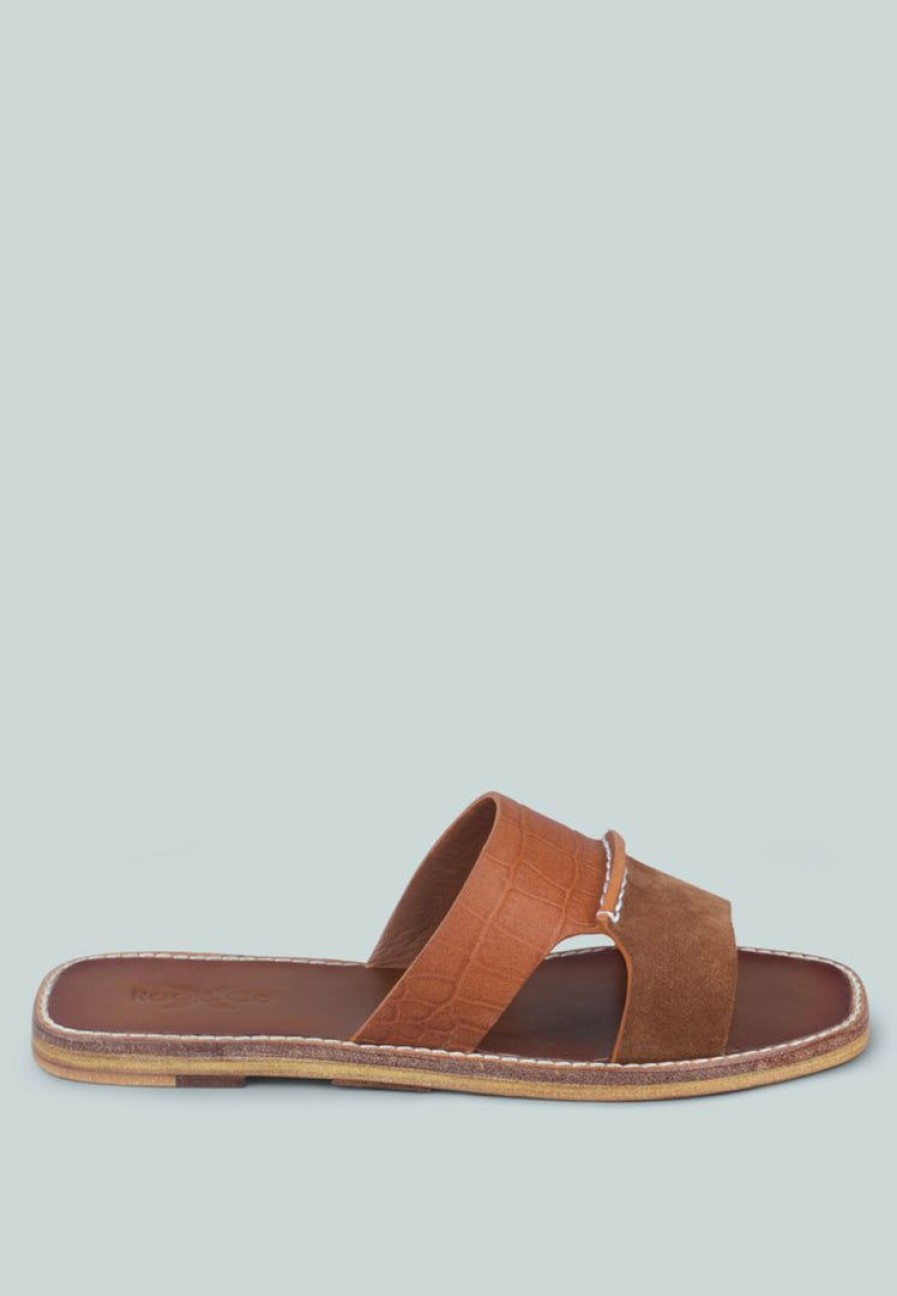 Ss'22 * | Rag & Co X Woodley Slip On Leather Flats In Tan