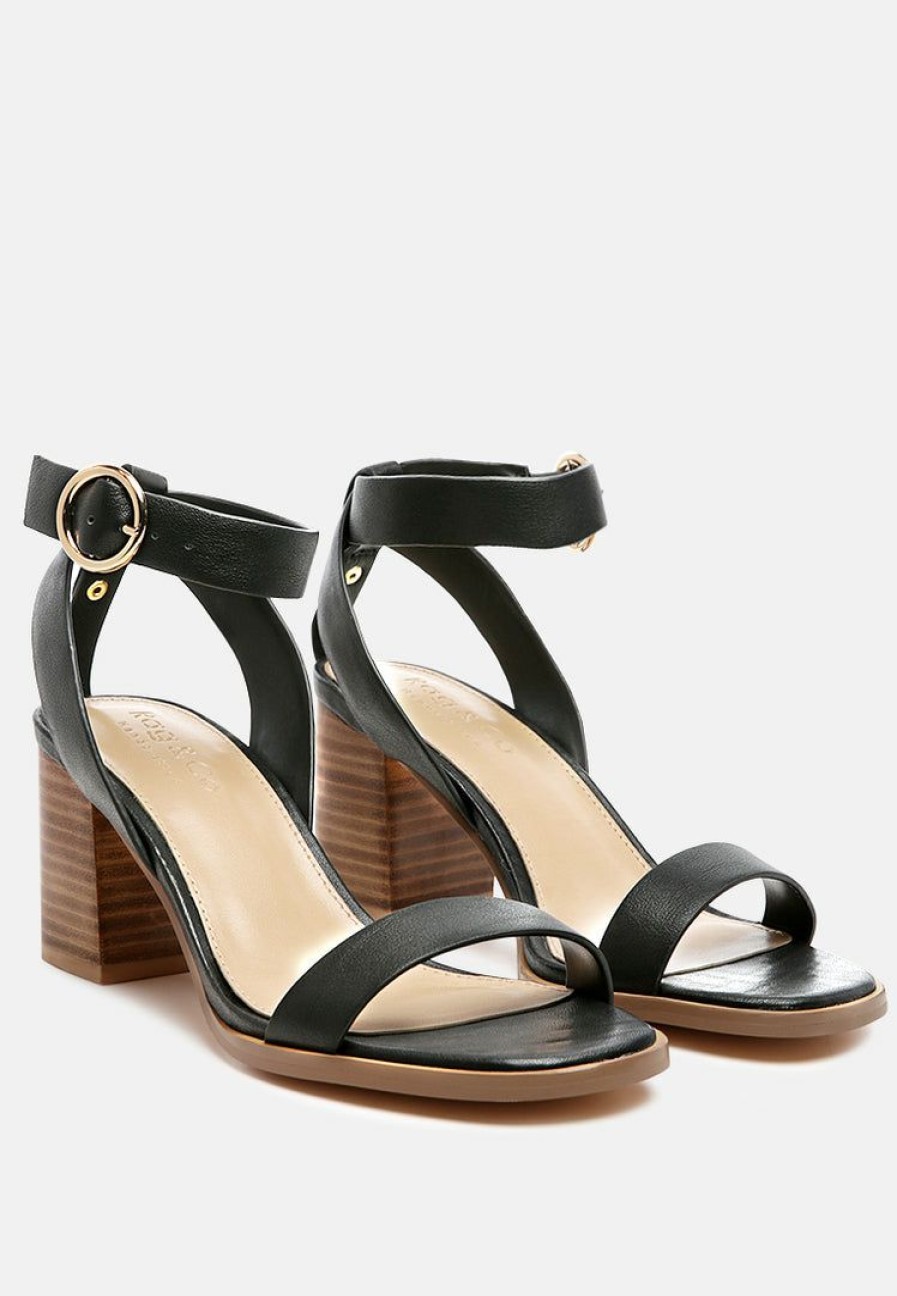 Ss'22 * | Rag & Co Dolph Stack Block Heeled Sandal In Ss'22 Black