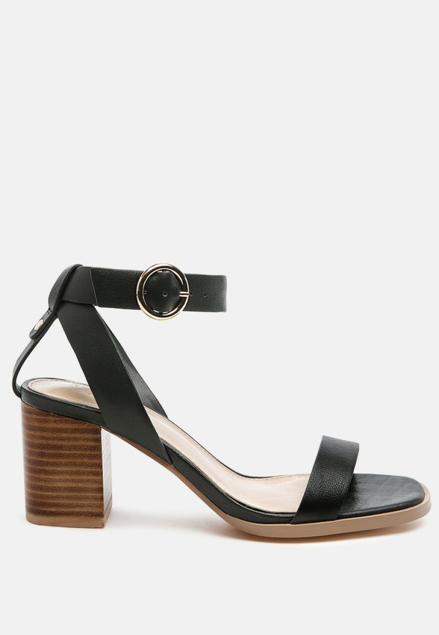 Ss'22 * | Rag & Co Dolph Stack Block Heeled Sandal In Ss'22 Black