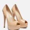 Sandals * | Rag & Co Pumps Brielle High Heel Peep Toe Stiletto In Latte