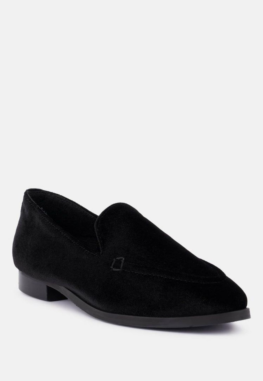 Loafers & Ballerinas * | Rag & Co Luxe-Lap Velvet Handcrafted Loafers Loafers & Ballerinas Black