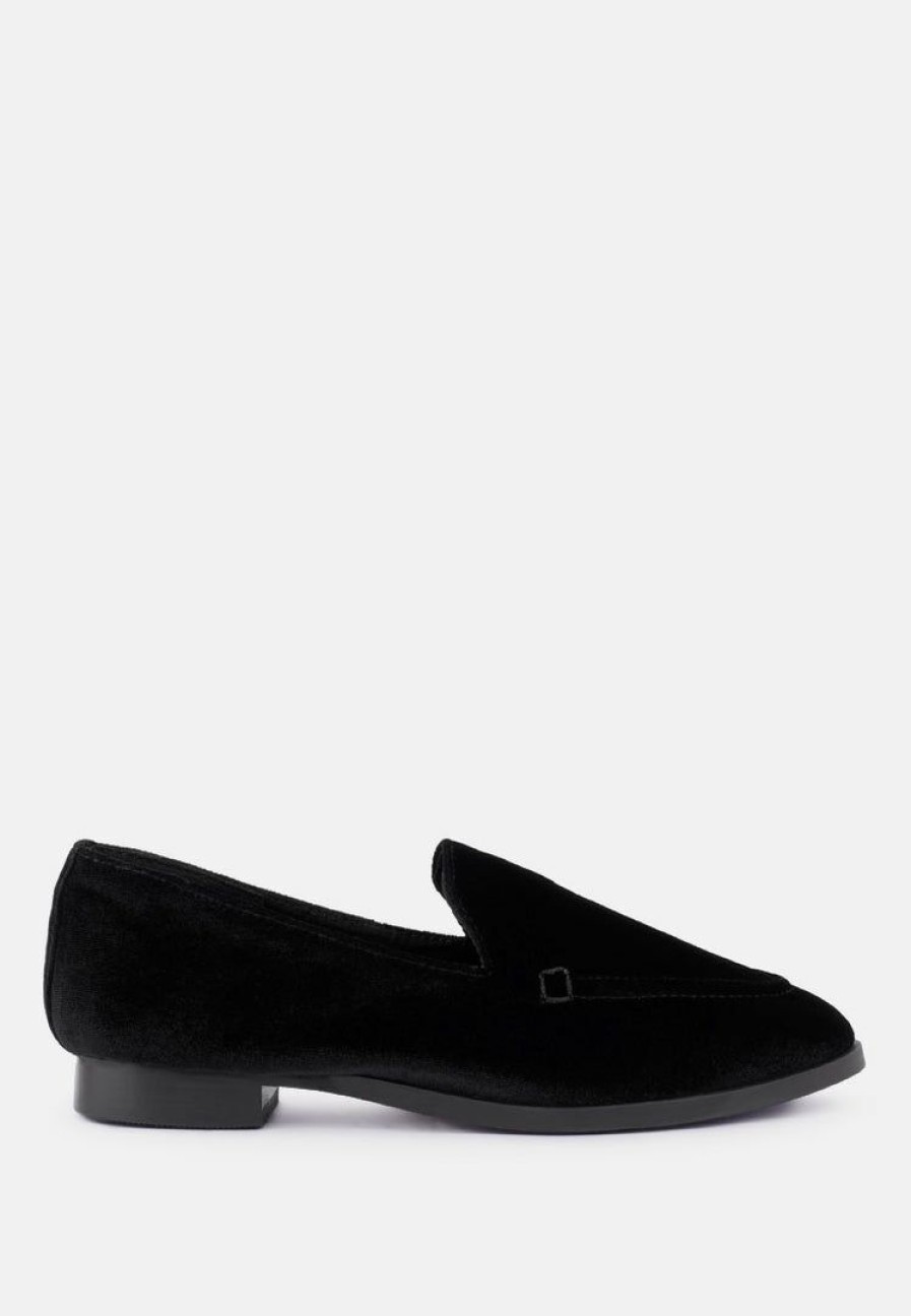 Loafers & Ballerinas * | Rag & Co Luxe-Lap Velvet Handcrafted Loafers Loafers & Ballerinas Black