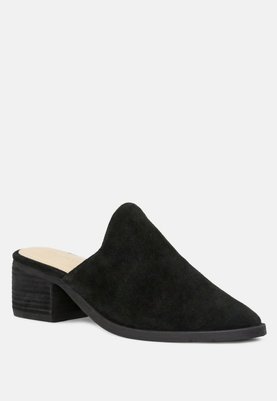 Mules * | Rag & Co Palma Stacked Heel Mules Black