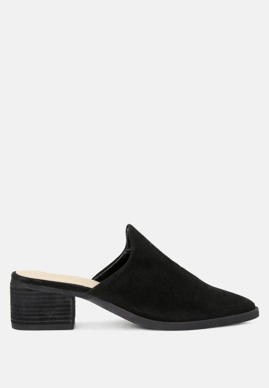 Mules * | Rag & Co Palma Stacked Heel Mules Black