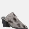 Ss'22 * | Rag & Co Sia Stacked Heel Laser-Cut Mules Grey