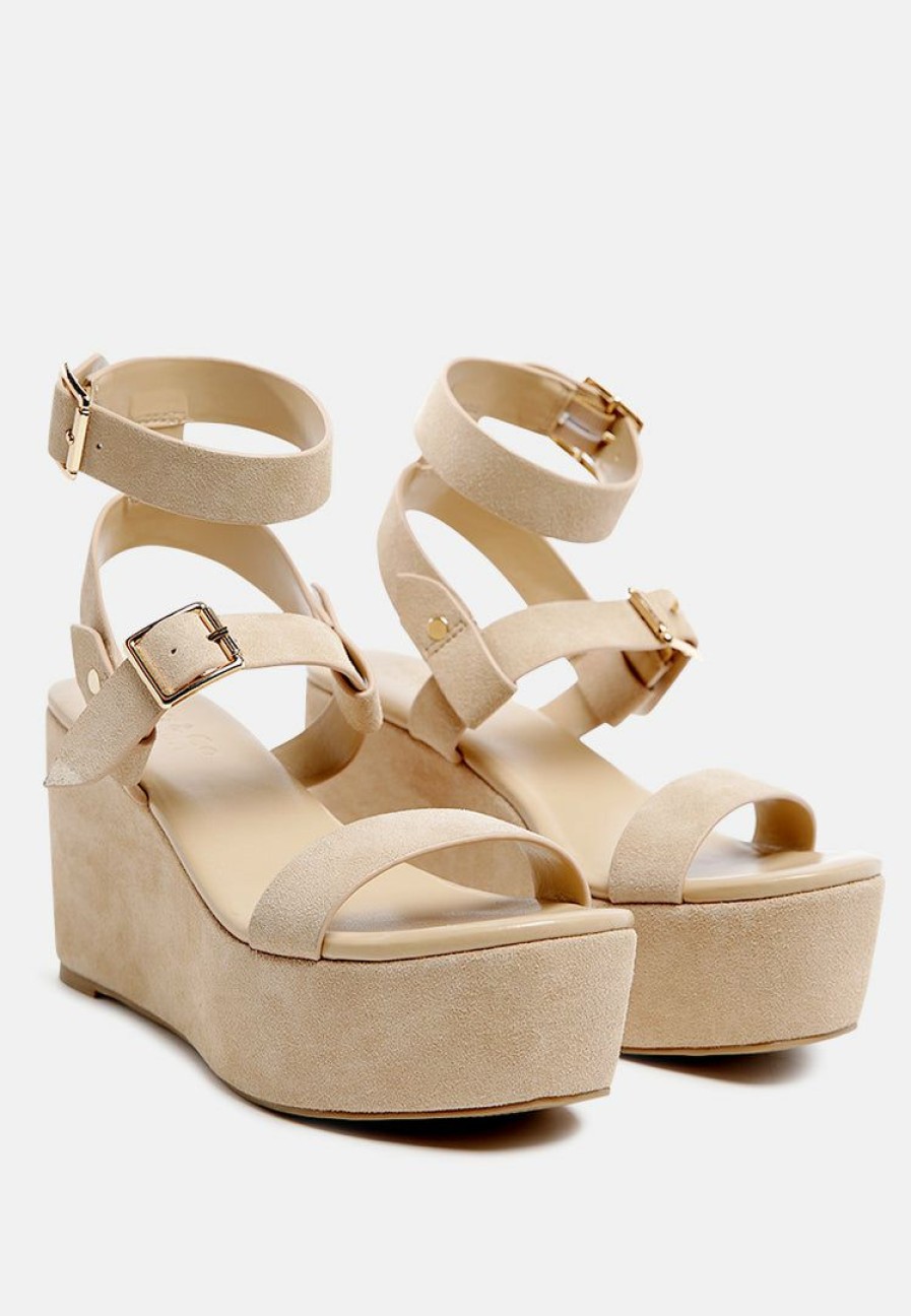 Ss'22 * | Rag & Co Portia Leather Wedge Sandal In Nude