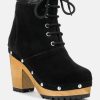 Boots * | Rag & Co Maaya Handcrafted Collared Suede Boot Boots Black