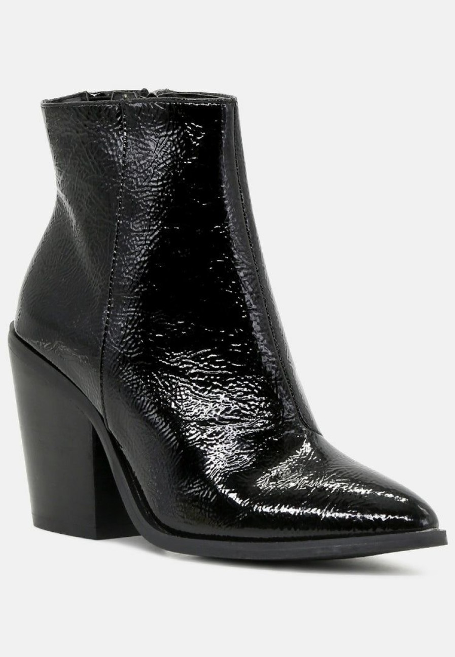 Boots * | Rag & Co Brises Block Heel Boots Black